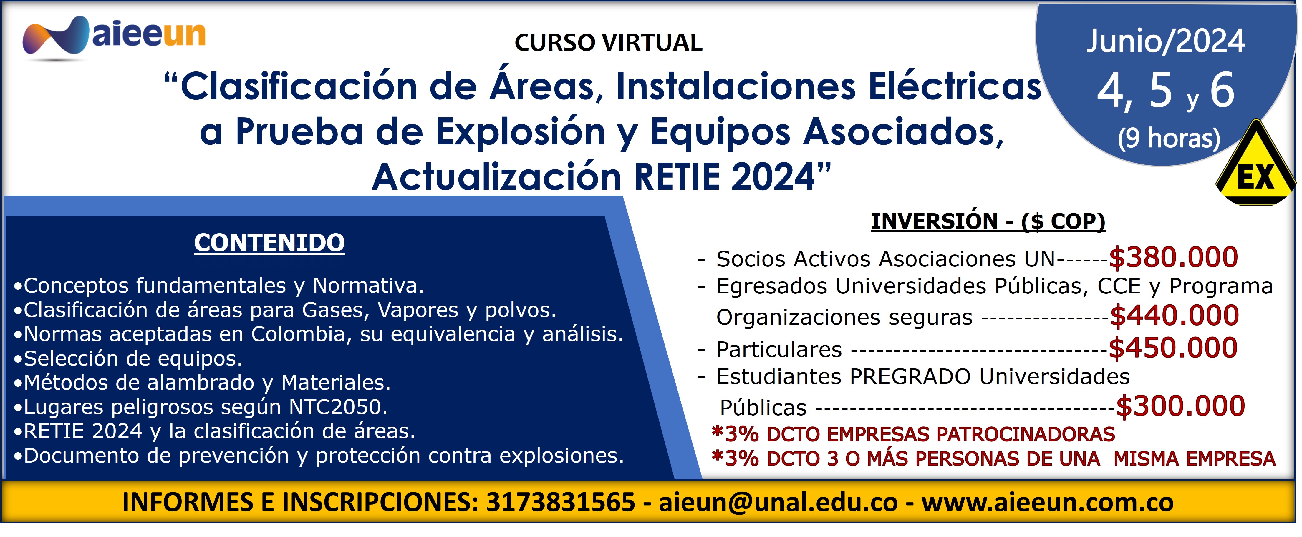 Curso Virtual "CLASIFICACIÓN DE ÁREAS, INSTALACIONES ELÉCTRICAS A PRUEBA DE EXPLOSIÓN"