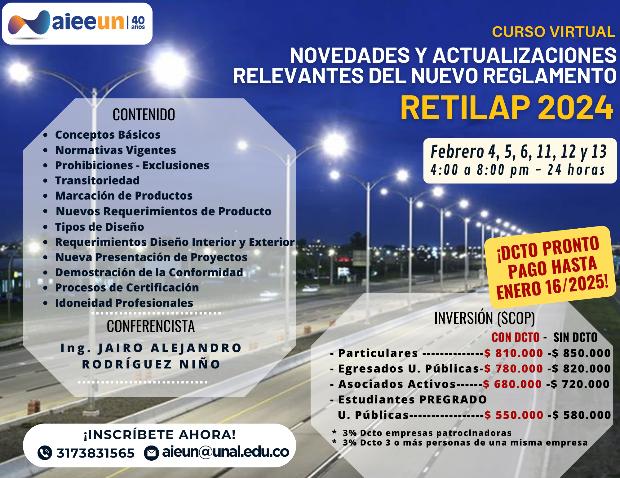 Curso Virtual "NOVEDADES Y ACTUALIZACIONES RELEVANTES DEL NUEVO REGLAMENTO RETILAP"