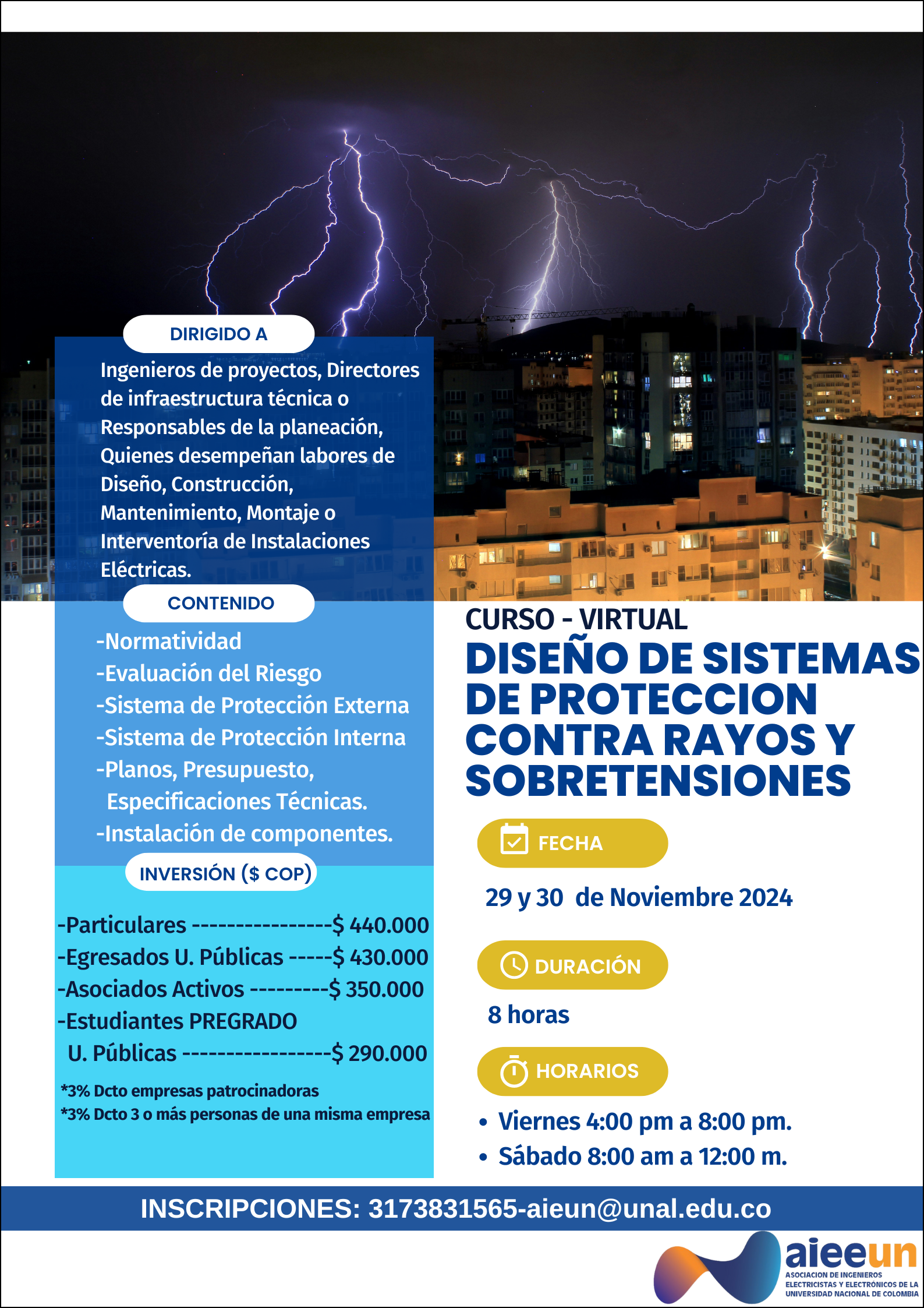 Curso Virtual "DISEÑO DE SISTEMAS DE PROTECCIÓN CONTRA RAYOS Y SOBRETENSIONES"